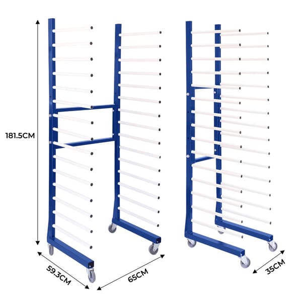 Drying trolleys Spray-painted Objects & 2-way Connection Spray Painting Drying Rack Varnish Dryer 15 Shelves 25 kg per Shelf 375 kg Weight Capacity