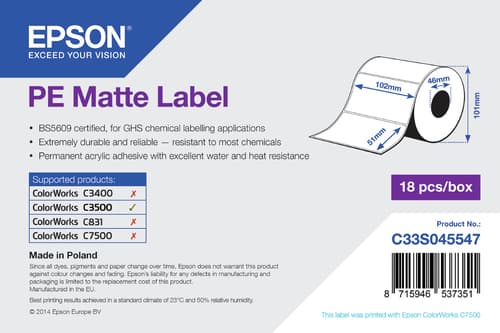 PE MATTE LABEL - DIE-CUT