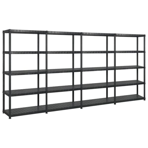 vidaXL Varastohylly 5-tasoinen musta 340x40x185 cm muovi - Teollisuushyllyt
