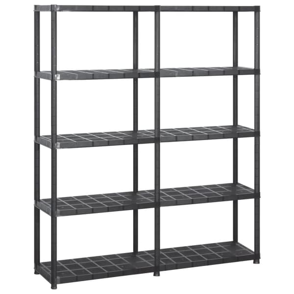 vidaXL Förvaringshylla 5 hyllor svart 142x38x170 cm plast -  Lagerhyllor