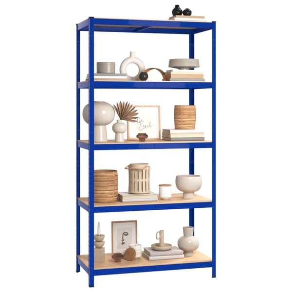 The Living Store reoler 5 stk. 5 hylder stål og konstrueret træ blå -  Industrielle reoler