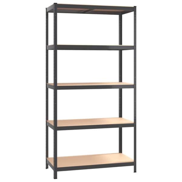 The Living Store Förvaringshyllor 2st antracit stål & konstruerat trä 5 hyllplan - Lagerhyllor