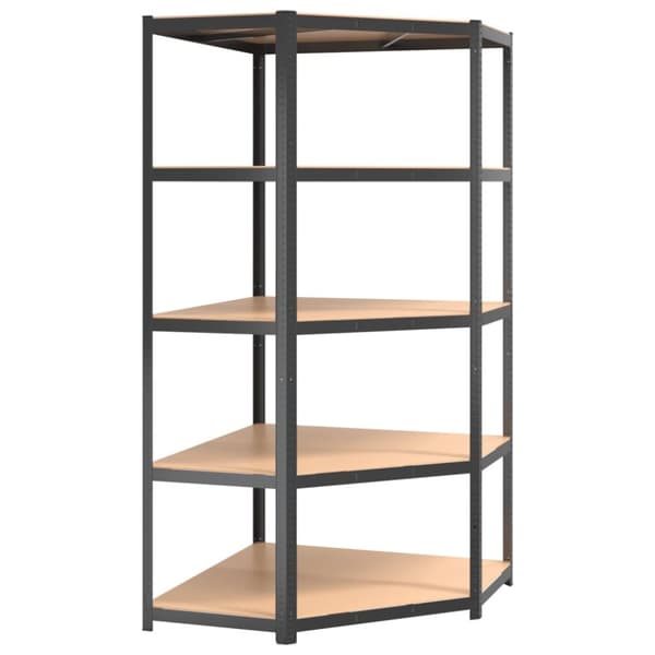 The Living Store Förvaringshyllor 2st antracit stål & konstruerat trä 5 hyllplan - Lagerhyllor