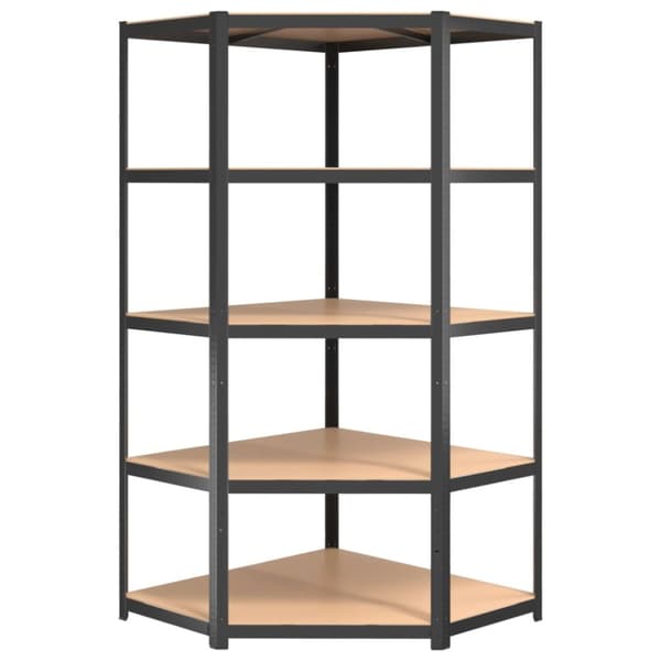 The Living Store Förvaringshyllor 2st antracit stål & konstruerat trä 5 hyllplan - Lagerhyllor
