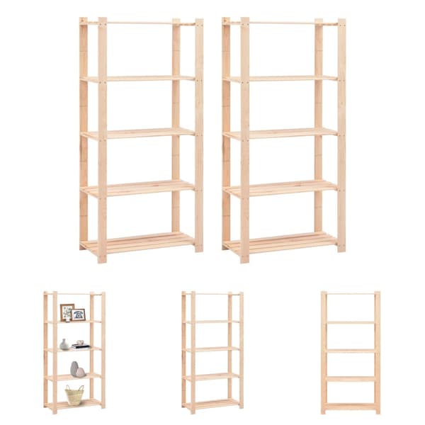 The Living Store Förvaringshylla 5 hyllor 2 st 80x38x170 cm furu 250 kg - Lagerhyllor