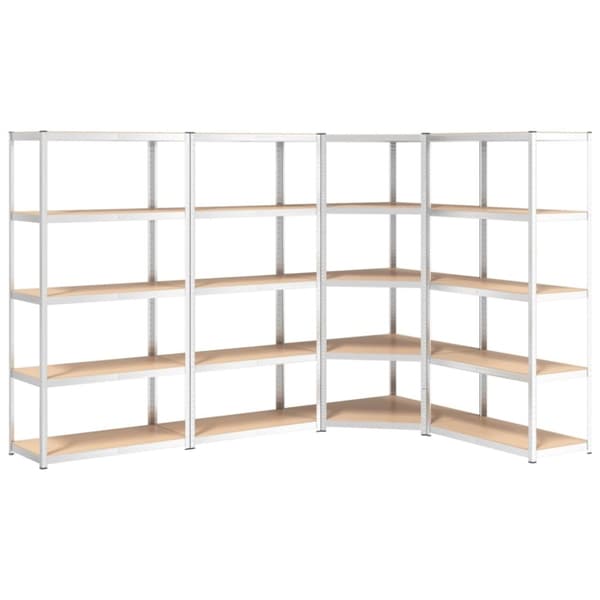 The Living Store reoler 4 stk. 5 hylder stål og konstrueret træ sølvfarvet -  Industrielle reoler