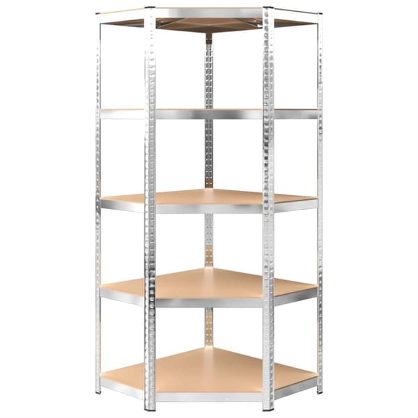 The Living Store reoler 4 stk. 5 hylder stål og konstrueret træ sølvfarvet -  Industrielle reoler