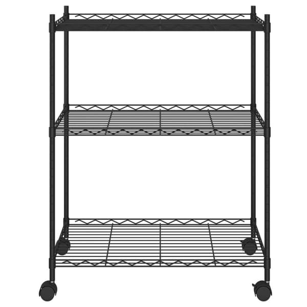 The Living Store Förvaringshylla med hjul 3 hyllplan 60x35x81 svart 150 kg - Lagerhyllor