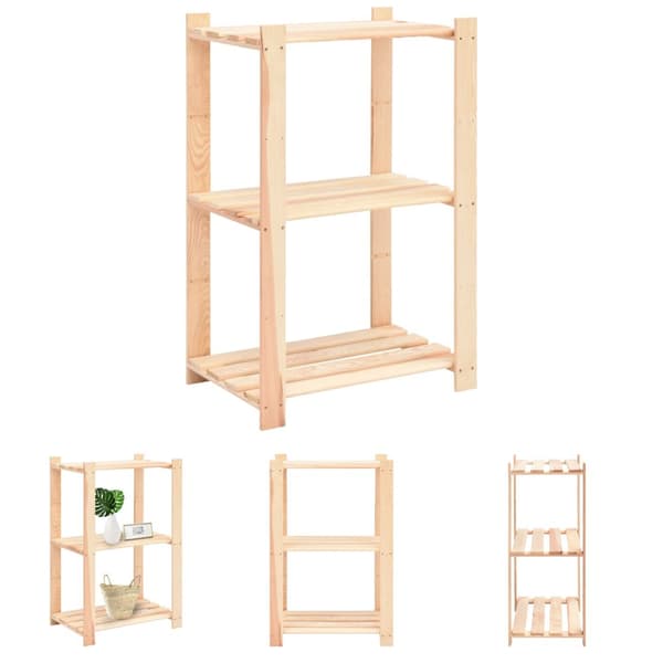 The Living Store reol i 3 niveauer 60 x 38 x 90 cm massivt fyrretræ 150 kg - Industrielle reoler