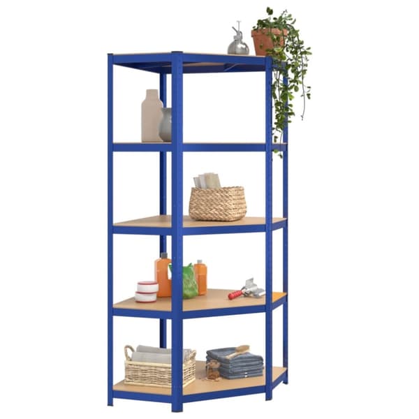 The Living Store opbevaringsreol 5 hylder stål og konstrueret træ blå -  Industrielle reoler
