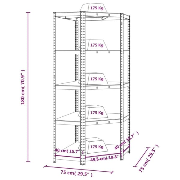 The Living Store opbevaringsreol 5 hylder stål og konstrueret træ blå -  Industrielle reoler