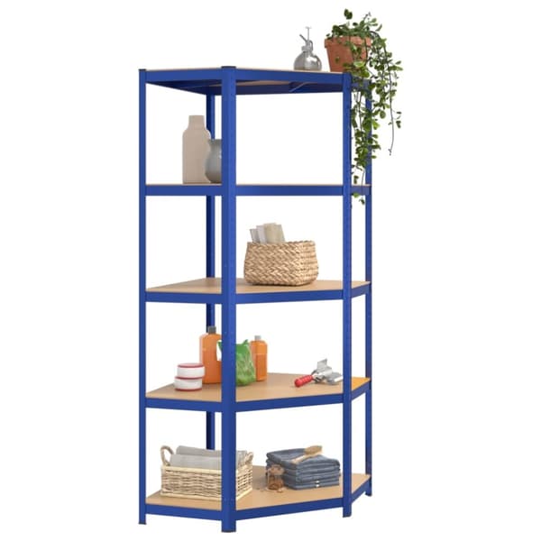 The Living Store reoler 3 stk. 5 hylder stål og konstrueret træ blå -  Industrielle reoler