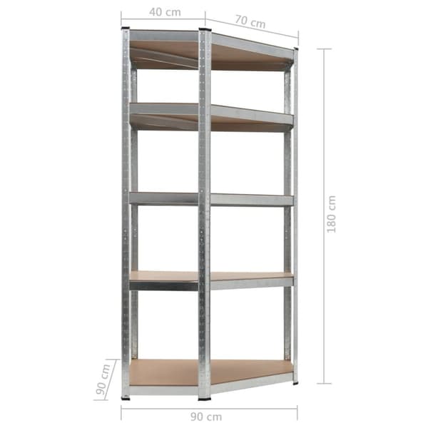 The Living Store Hörnhylla silver stål och konstruerat trä 5 hyllplan -  Lagerhyllor