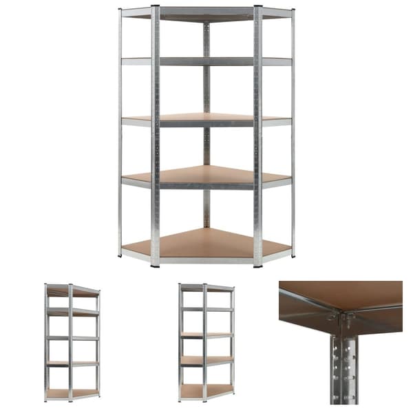 The Living Store Hörnhylla silver stål och konstruerat trä 5 hyllplan -  Lagerhyllor
