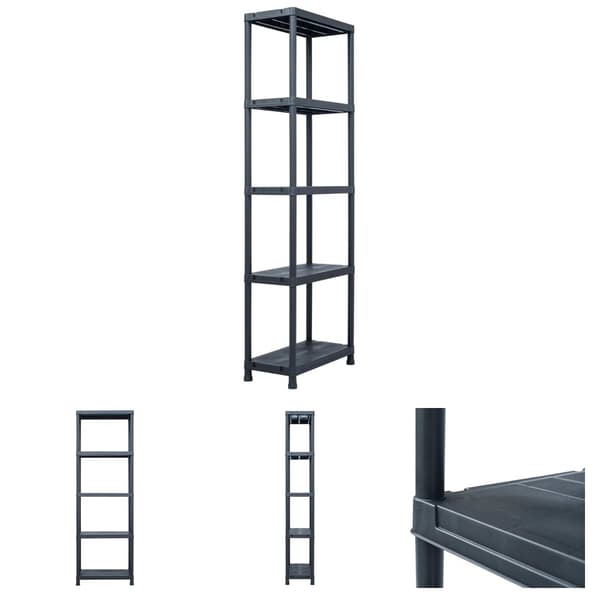 The Living Store opbevaringsreol plastik 125 kg 60 x 30 x 180 cm sort - Industrielle reoler