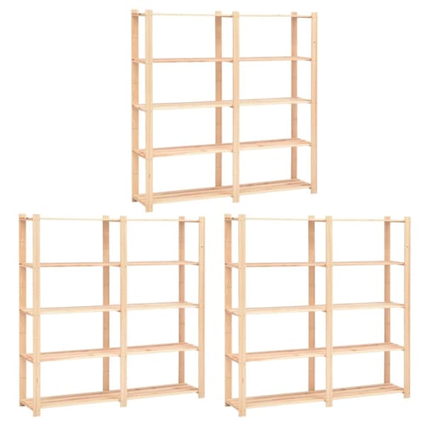 The Living Store Förvaringshylla 5 hyllor 3 st 170x38x170 cm furu 500 kg -  Lagerhyllor