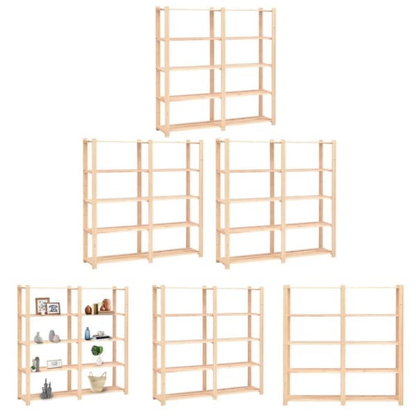 The Living Store Förvaringshylla 5 hyllor 3 st 170x38x170 cm furu 500 kg -  Lagerhyllor