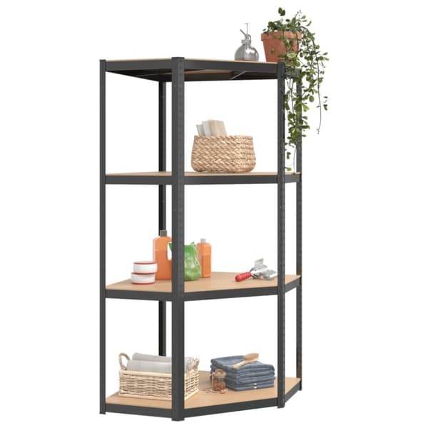 The Living Store Hörnhylla antracit stål och konstruerat trä 4 hyllplan -  Lagerhyllor