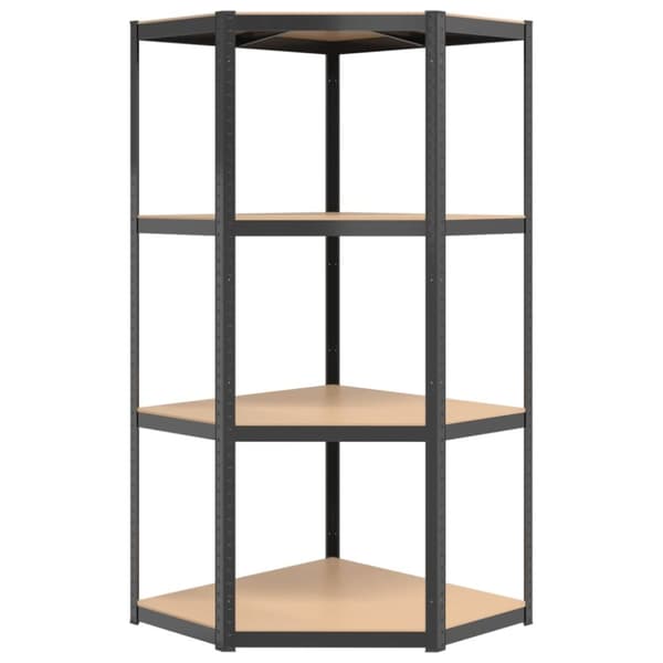 The Living Store Hörnhylla antracit stål och konstruerat trä 4 hyllplan -  Lagerhyllor