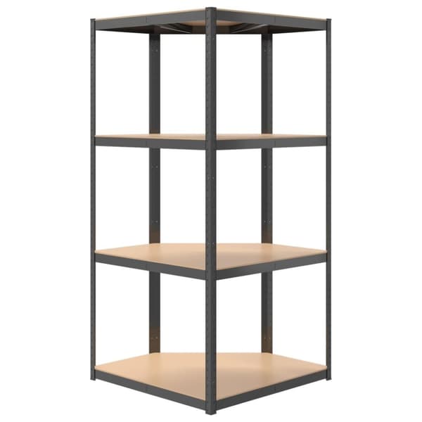 The Living Store Hörnhylla antracit stål och konstruerat trä 4 hyllplan -  Lagerhyllor