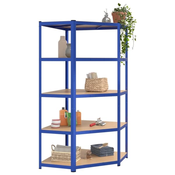 The Living Store opbevaringsreol 5 hylder stål og konstrueret træ blå - Industrielle reoler