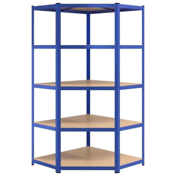 The Living Store opbevaringsreol 5 hylder stål og konstrueret træ blå - Industrielle reoler