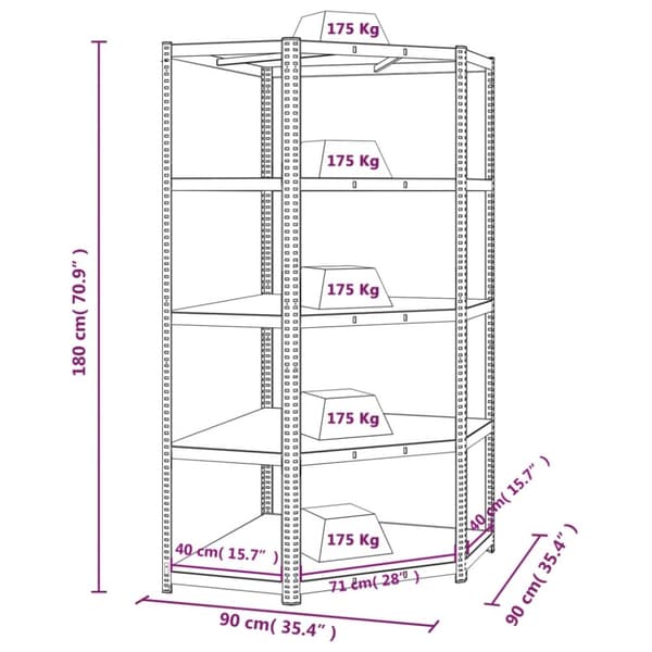 The Living Store opbevaringsreol 5 hylder stål og konstrueret træ blå - Industrielle reoler