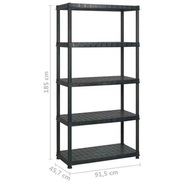 The Living Store opbevaringsreol 5 hylder 274,5x45,7x185 cm plastik sort -  Industrielle reoler