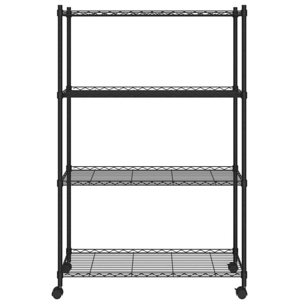 The Living Store Förvaringshylla med hjul 4 hyllplan 90x35x142 cm svart 200 kg -  Lagerhyllor