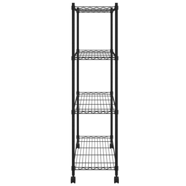 The Living Store Förvaringshylla med hjul 4 hyllplan 90x35x142 cm svart 200 kg -  Lagerhyllor