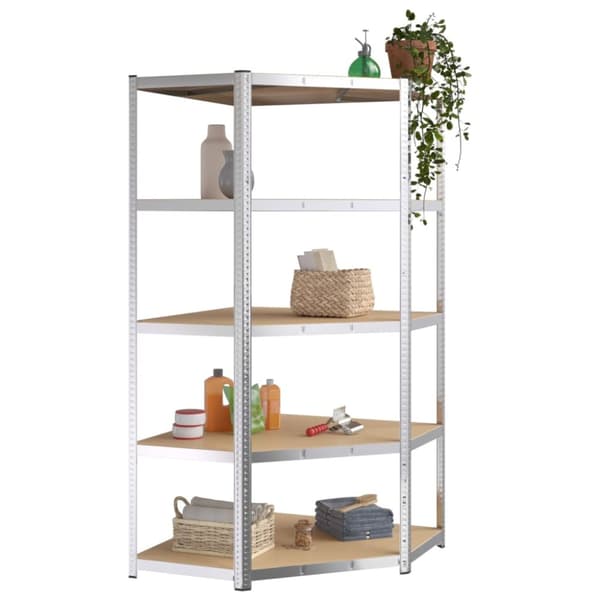 The Living Store reoler 5 stk. 5 hylder stål og konstrueret træ sølvfarvet -  Industrielle reoler