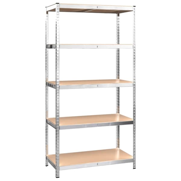 The Living Store reoler 5 stk. 5 hylder stål og konstrueret træ sølvfarvet -  Industrielle reoler