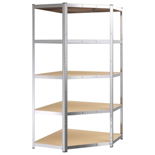 The Living Store reoler 5 stk. 5 hylder stål og konstrueret træ sølvfarvet -  Industrielle reoler