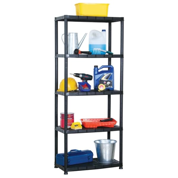 The Living Store Varastohylly 5-tasoinen musta 71x38x170 cm muovi -  Teollisuushyllyt