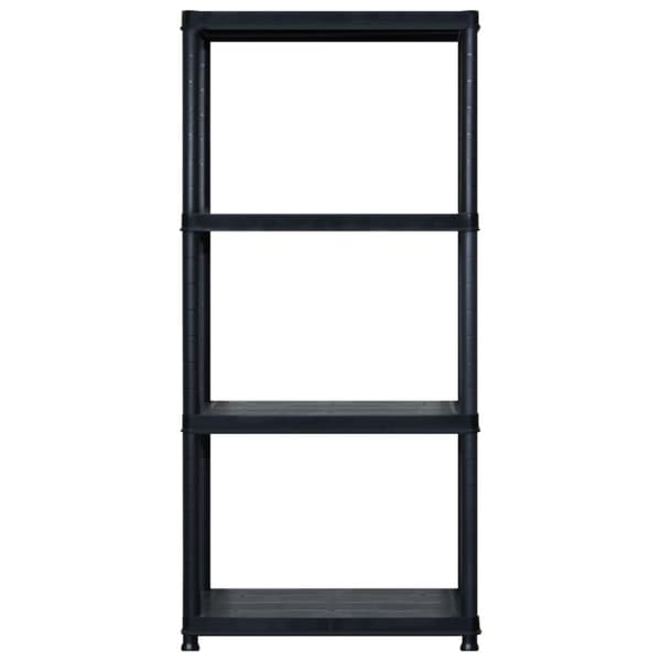 The Living Store opbevaringsreol 4 hylder 122x30,5x130 cm plastik sort -  Industrielle reoler