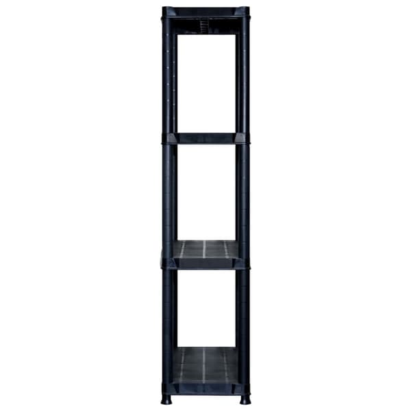The Living Store opbevaringsreol 4 hylder 122x30,5x130 cm plastik sort -  Industrielle reoler