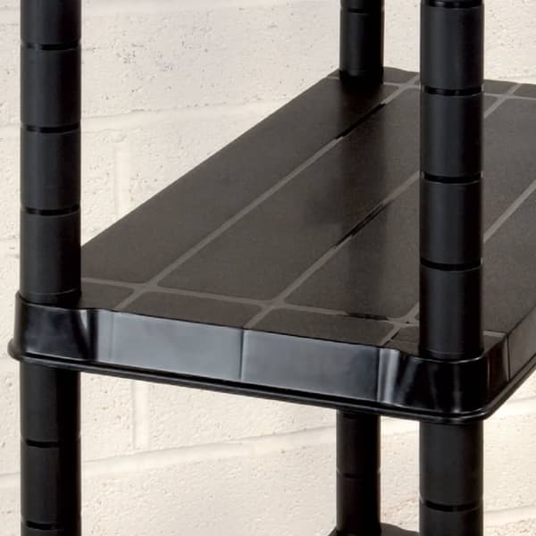 The Living Store opbevaringsreol 4 hylder 122x30,5x130 cm plastik sort -  Industrielle reoler