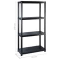 Miniatyrbillede 8 af 9: The Living Store opbevaringsreol 4 hylder 122x30,5x130 cm plastik sort -  Industrielle reoler
