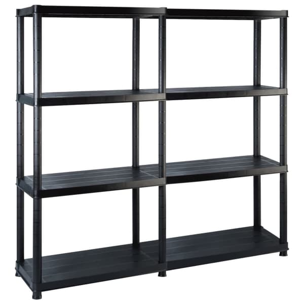The Living Store opbevaringsreol 4 hylder 122x30,5x130 cm plastik sort -  Industrielle reoler