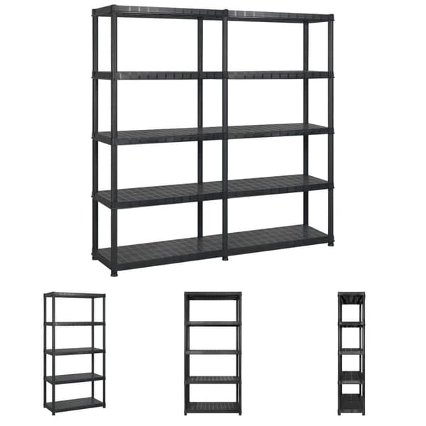 The Living Store Varastohylly 5-tasoinen musta 170x40x185 cm muovi -  Teollisuushyllyt