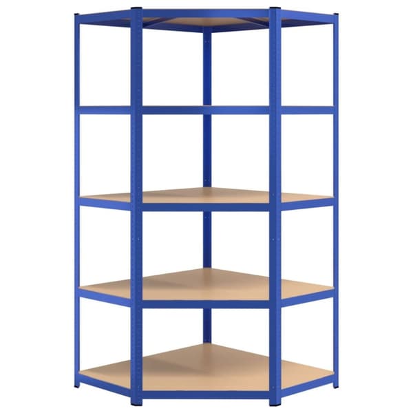 The Living Store reoler 5 stk. 5 hylder stål og konstrueret træ blå -  Industrielle reoler