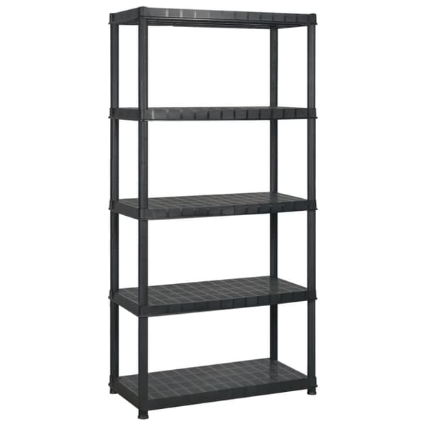 The Living Store opbevaringsreol 5 hylder 255x40x185 cm plastik sort - Industrielle reoler