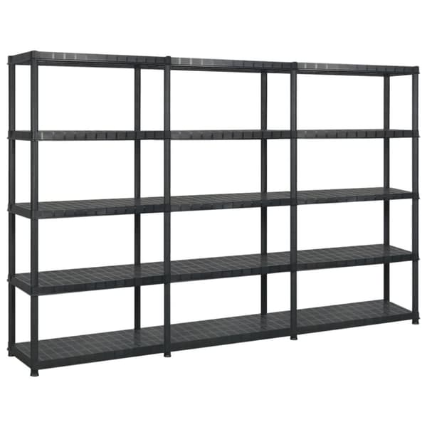 The Living Store opbevaringsreol 5 hylder 255x40x185 cm plastik sort - Industrielle reoler