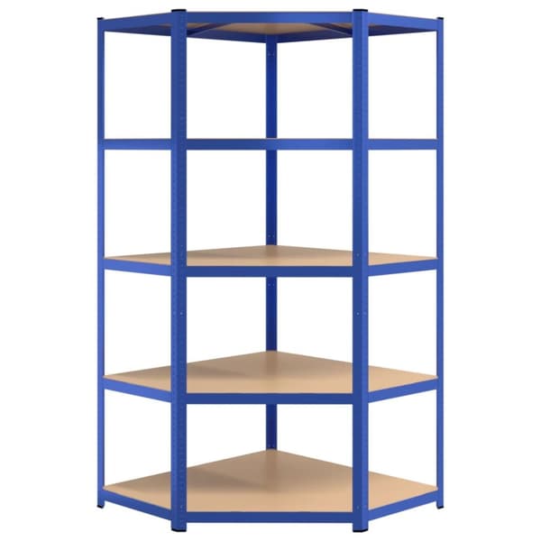 The Living Store reoler 3 stk. 5 hylder stål og konstrueret træ blå -  Industrielle reoler