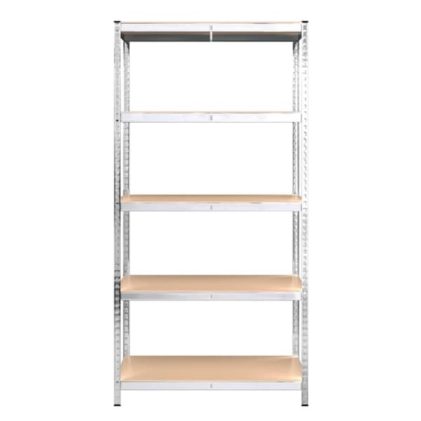 The Living Store Förvaringshyllor 2 st silver stål & konstruerat trä 5 hyllplan -  Lagerhyllor