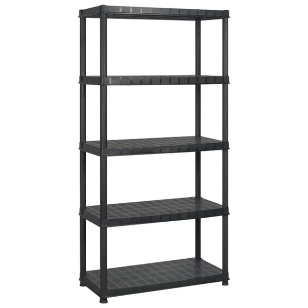 The Living Store Förvaringshylla 5 hyllor svart 183x45,7x185 cm plast -  Lagerhyllor