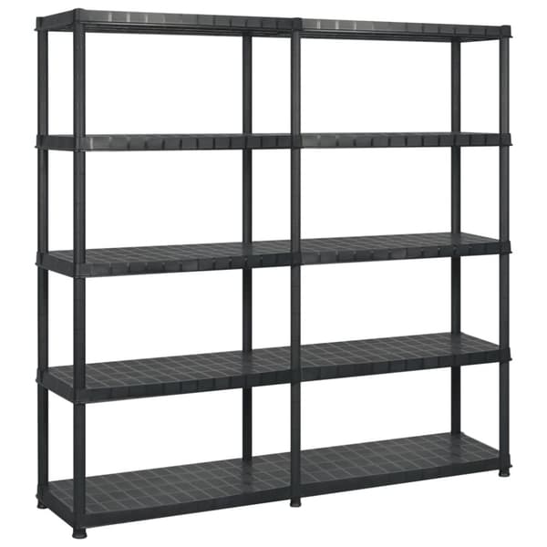 The Living Store Förvaringshylla 5 hyllor svart 183x45,7x185 cm plast -  Lagerhyllor