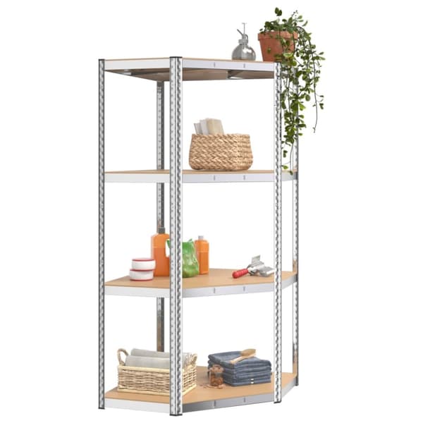 The Living Store reoler 4 stk. 4 hylder stål og konstrueret træ sølvfarvet -  Industrielle reoler