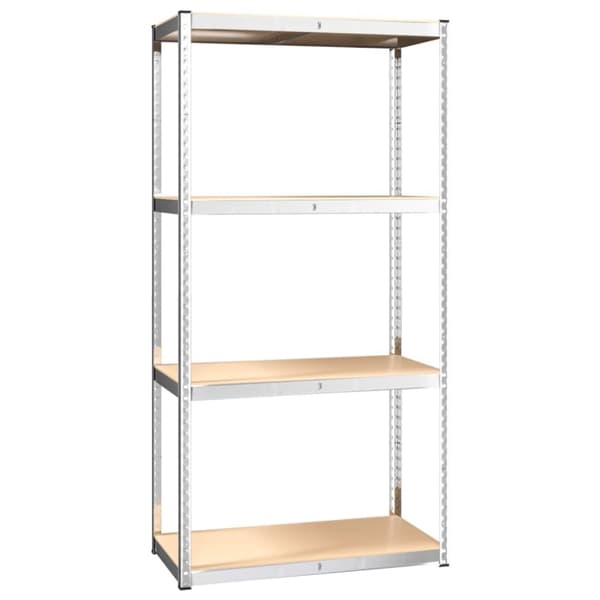 The Living Store reoler 4 stk. 4 hylder stål og konstrueret træ sølvfarvet -  Industrielle reoler