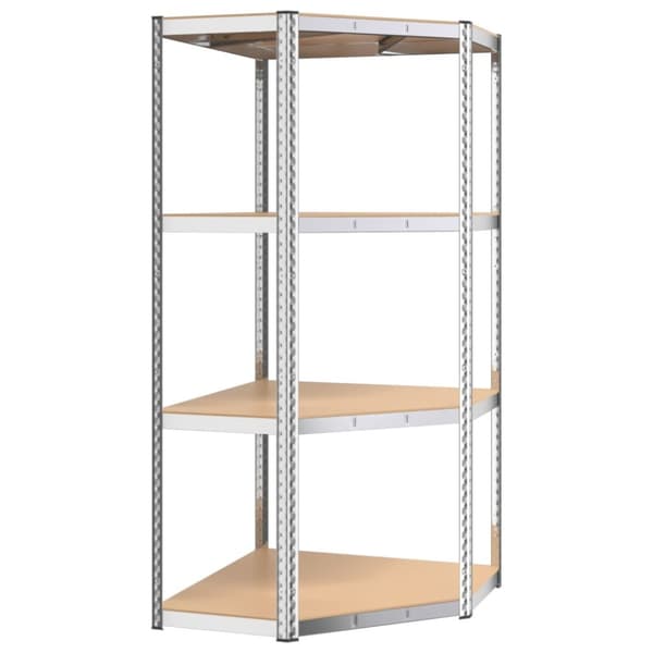 The Living Store reoler 4 stk. 4 hylder stål og konstrueret træ sølvfarvet -  Industrielle reoler